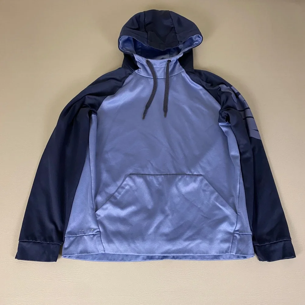 Nike Dri-FIT Pullover Hoodie Mens Medium Blue Gray Athletic Training‎ Sweatshirt